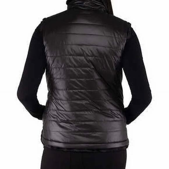 NICOLE MILLER ORIGINAL Womens Vest Medium Reversible Faux Fur Black Minimalist - Picture 5 of 12